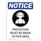 Signmission OSHA Notice Sign, Ear Protection Must With Symbol, 10in X 7in Rigid Plastic, 7" W, 10" H, Portrait OS-NS-P-710-V-11618 - alternate 1